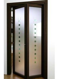 Складные двери гармошка с матовым стеклом Темиртау