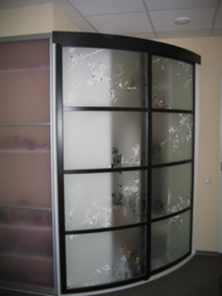 Шкаф купе радиусный с рисунком на стекле Темиртау